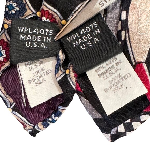 Oscar de la Renta Men's Necktie Tie Silk Red Blue Geometric USA 57-59" Lot of 6 - Picture 12 of 15